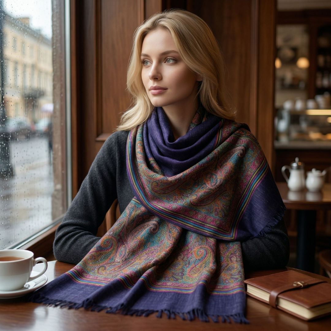 Dark Blue Wool Scarf